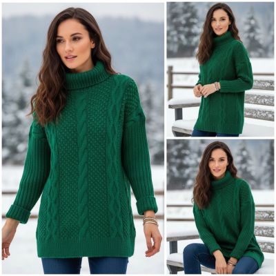 Pullover mit Rosen-und Zopfmuster