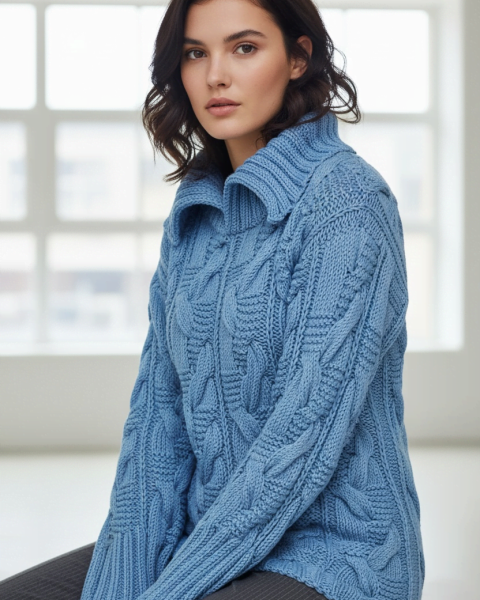 Strickpullover mit Zopfmuster