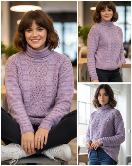 Pullover mit Ajourstreifen