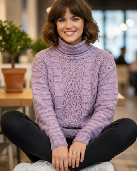 Pullover mit Ajourstreifen