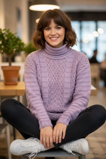 Pullover mit Ajourstreifen