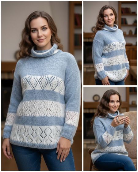 Pullover mit Ajour-Rautenmuster