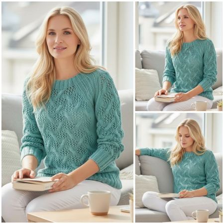 Pullover mit Ajour-Zopfmuster