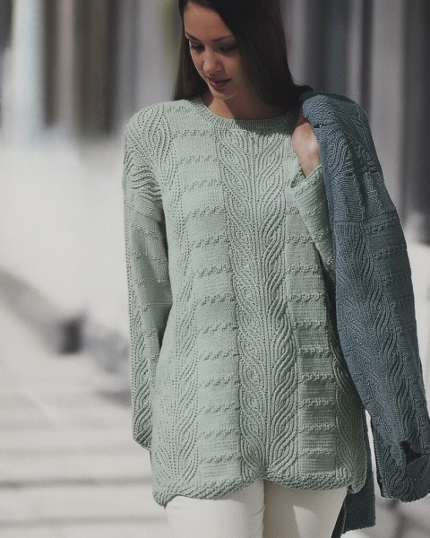 Pullover mit Patentmuster und Karomuster