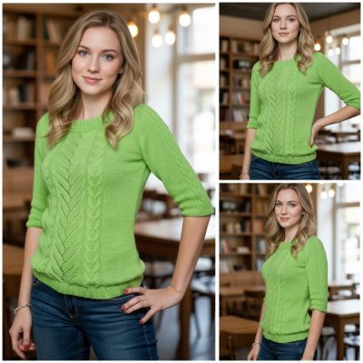 Pullover mit Ajourmuster und Zöpfen