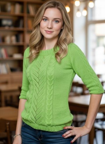 Pullover mit Ajourmuster und Zöpfen