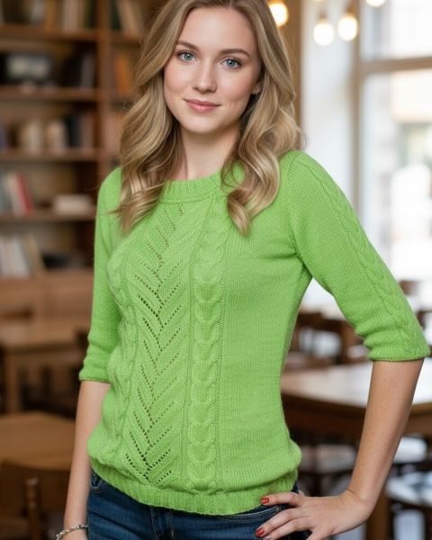 Pullover mit Ajourmuster und Zöpfen
