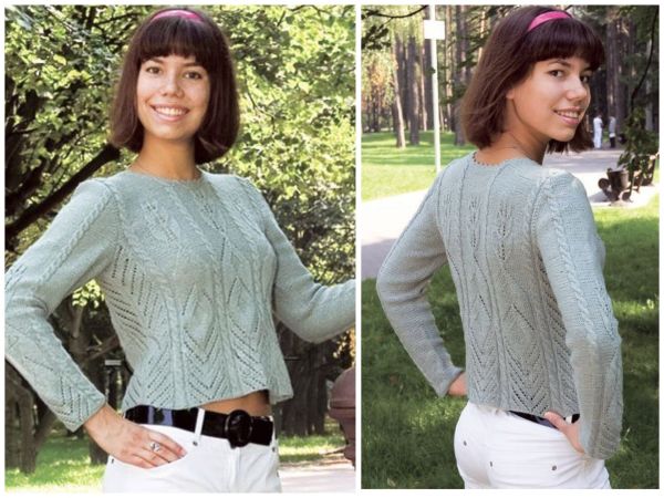 Pullover mit Ajourmuster und Zopfmuster
