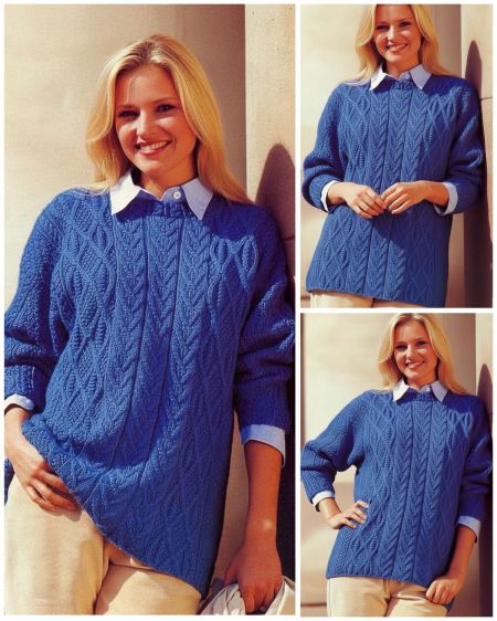 Pullover mit Rauten- und Zopfmuster