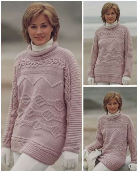 Quer gestrickter Pullover