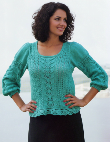 Pullover mit Häkelbordure