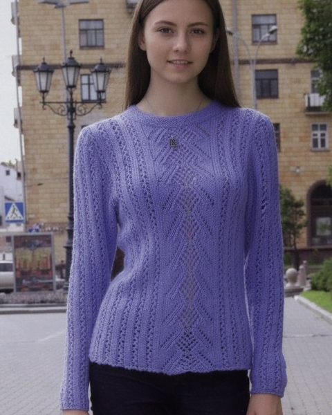 Pullover mit Ajourstreifen