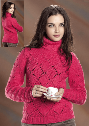 Rollkragenpullover mit Rautenmuster