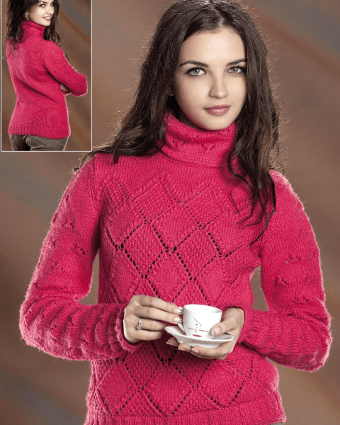 Rollkragenpullover mit Rautenmuster