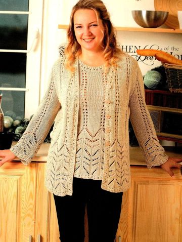 Strickset: Jacke und Top mit Ajourmustern