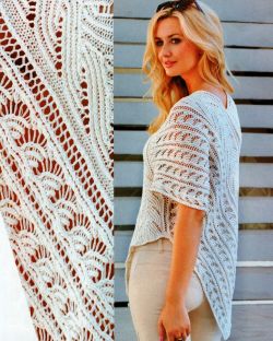 Tunika-Poncho mit Ajourmuster
