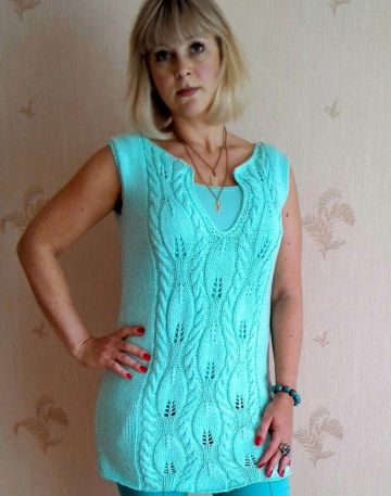 Sommer Tunika mit Blatt-Zopfmuster